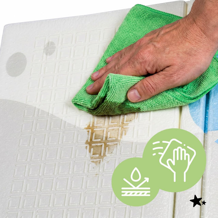 MalPlay Krabbelmatte Baby Doppelseitig 120x120 cm, faltbare Spielmatte XPE, Gepolsterte Krabbeldecke