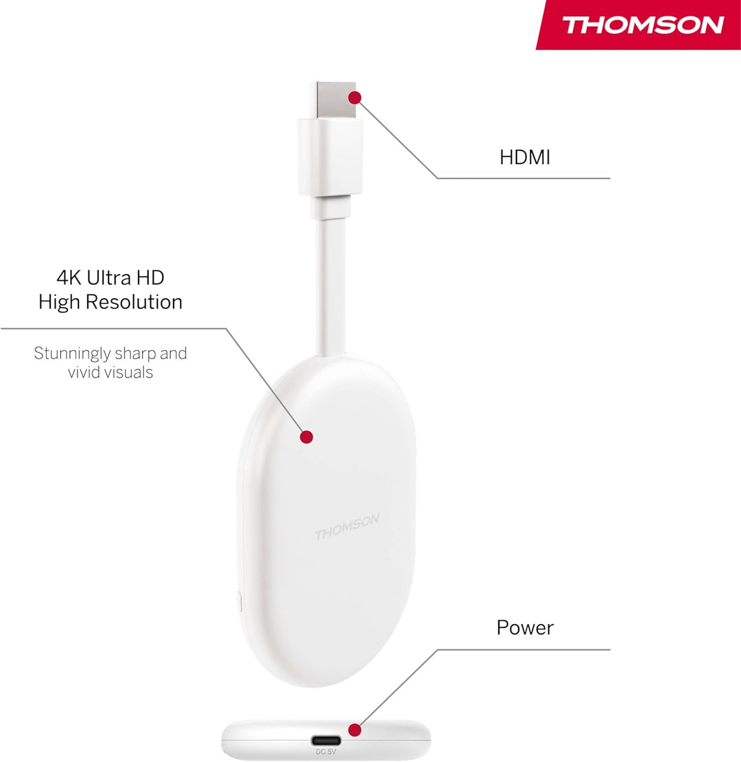 THOMSON Go Cast 150, Google TV, 4K UHD, Streaming Dongle, Sprachsteuerung, Voice Control, Google Cas