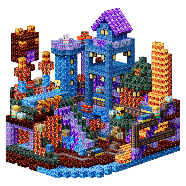 Coolzon Magnetische Bausteine Blöcke 100 Stück, Magnetbausteine Build Mine Magnete Welt Set,Montesso
