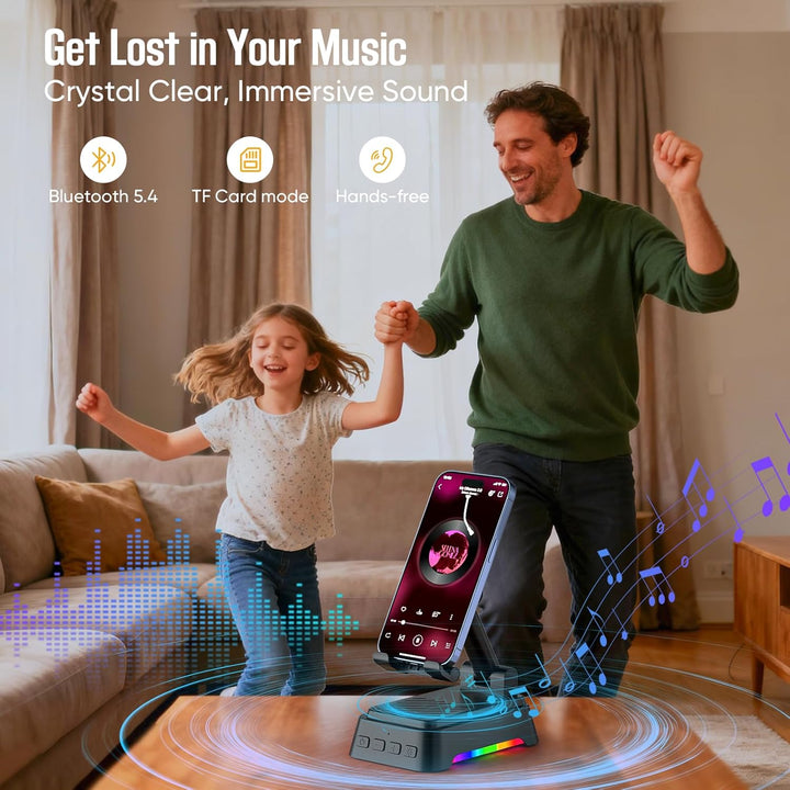 doopo Bluetooth Lautsprecher mit Licht,Faltbar Handyhalterung für Smartphones Tablets, 4-in-1 Tragba