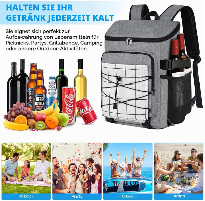 NUBILY Kühlrucksack 30L Wasserdichten Kühltasche Rucksack Gross Isolierte Kühltasche Thermo Lunchtas