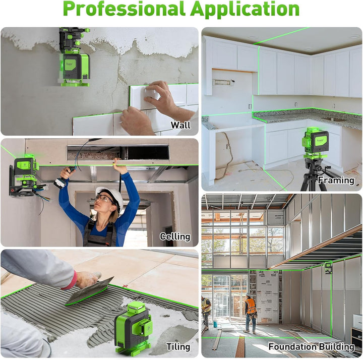 Huepar 4 x 360 Laser-Wasserwaage selbstnivellierend mit 152 cm hohem Stativ, 4D-Laser-Wasserwaage mi