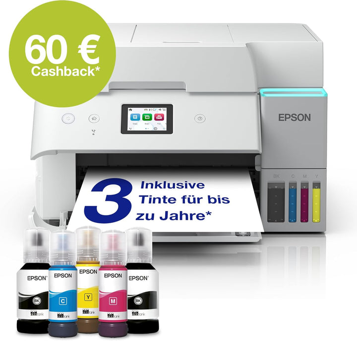 Epson EcoTank ET-4956 Weisser A4-Multifunktionsdrucker mit Wi-Fi & AirPrint Tintentank, automatische