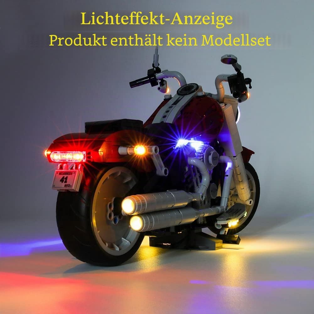 GEAMENT Verbesserte Version LED-Licht-Set für Creator Expert Harley Davidson Fat Boy Kompatibel mit