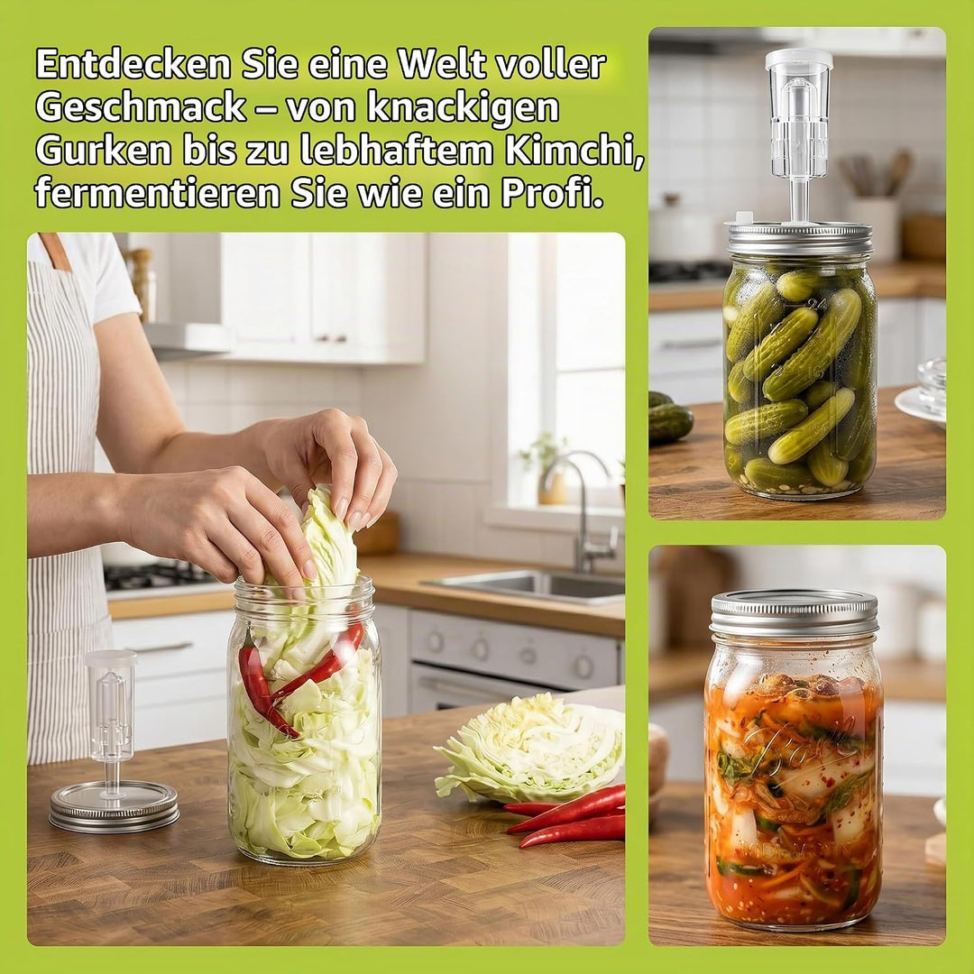Fermentierglas: 2 Stück 2L Kimchi Behälter mit Gäraufsatz, Perfekt für Kimchi, Sauerkraut, Kombucha,