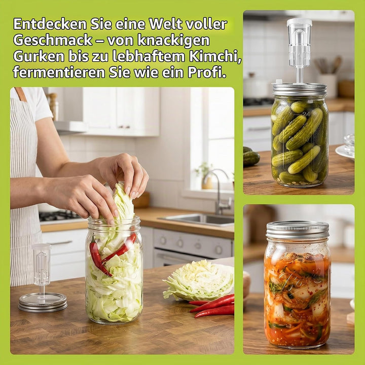 Fermentierglas: 2 Stück 2L Kimchi Behälter mit Gäraufsatz, Perfekt für Kimchi, Sauerkraut, Kombucha,