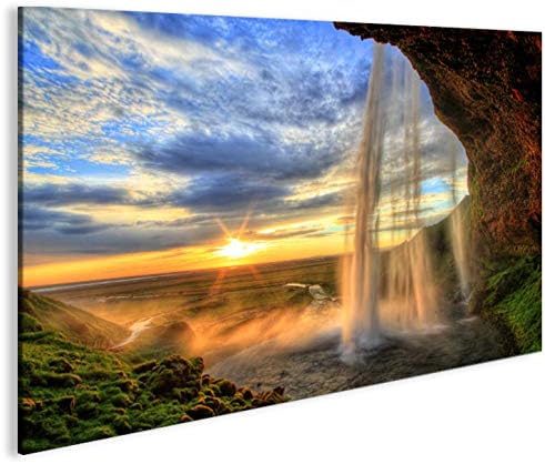 islandburner Bild Bilder auf Leinwand Wasserfall V4 1p XXL Poster Leinwandbild Wandbild Dekoartikel
