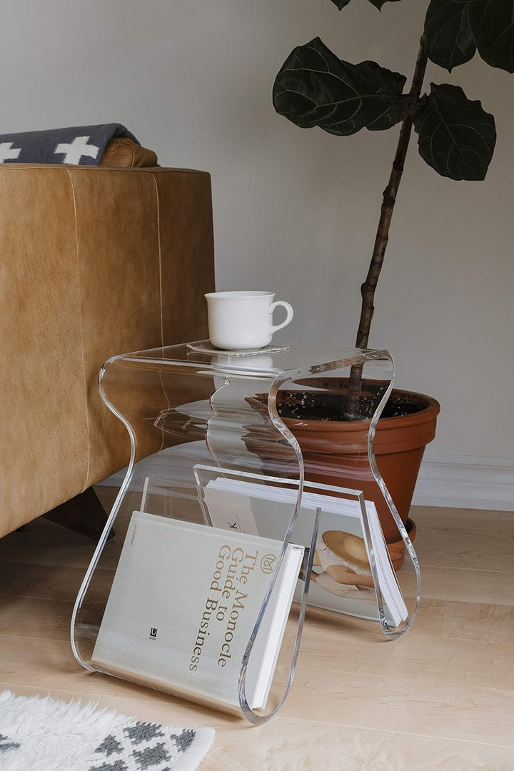 Umbra Magino Hocker mit integriertem Zeitschriftenständer, Acryl klar, Hocker