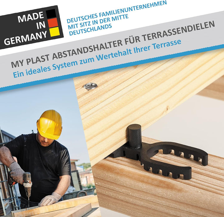 My Plast I 7 mm Fugenbreite - 300 Stück - offen geriffelt I Terrassen-Abstandhalter – hochwertiger D
