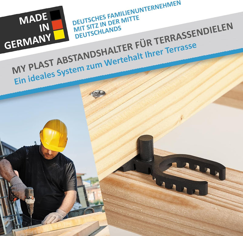 My Plast I 7 mm Fugenbreite - 900 Stück - offen geriffelt I Terrassen-Abstandhalter – hochwertiger D