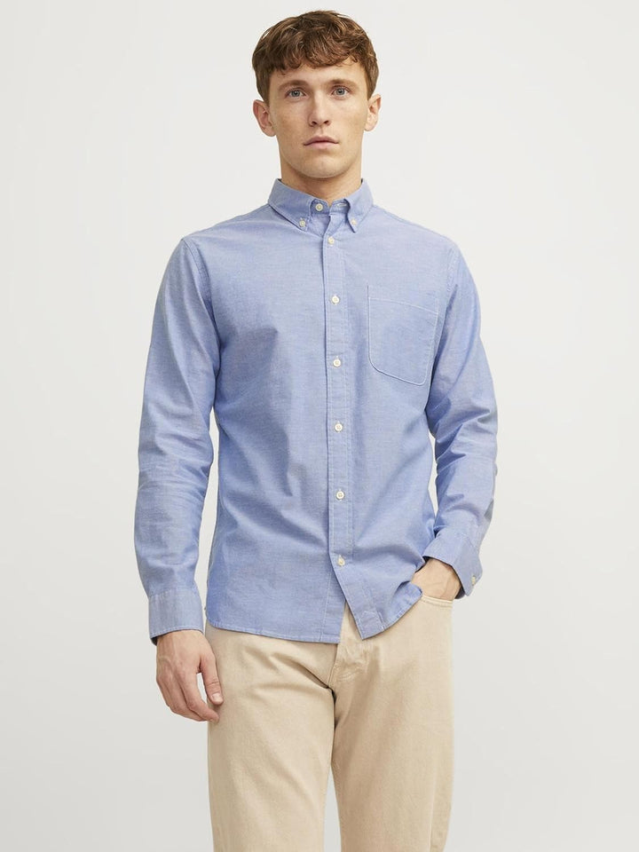 JACK & JONES Brook Check Oxford Shirt S Cashmere Blue/Fit:slim Fit, S Cashmere Blue/Fit:slim Fit