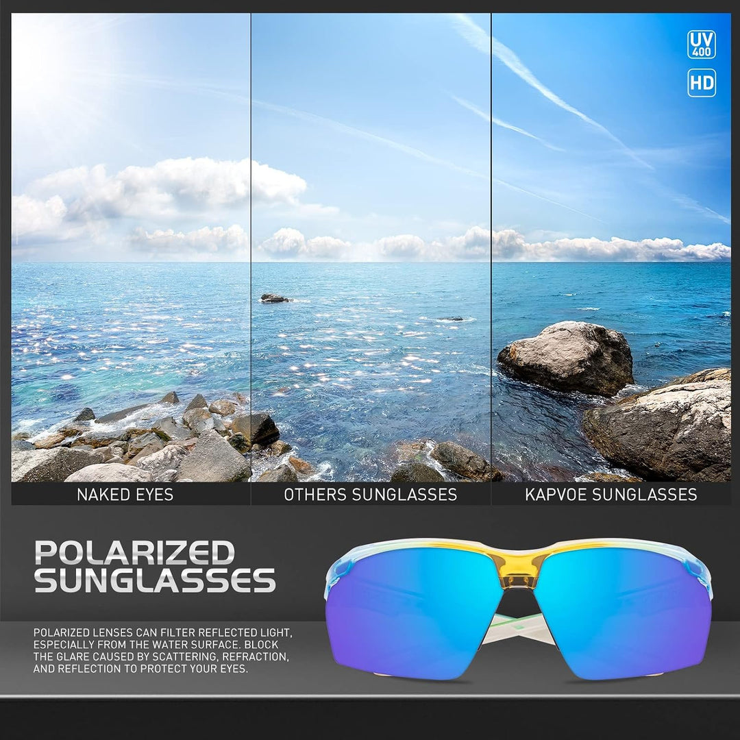 KAPVOE Fahrradbrille Polarisiert Sonnenbrille Sportbrille MTB Brille Radbrille Herren Damen Rennrad