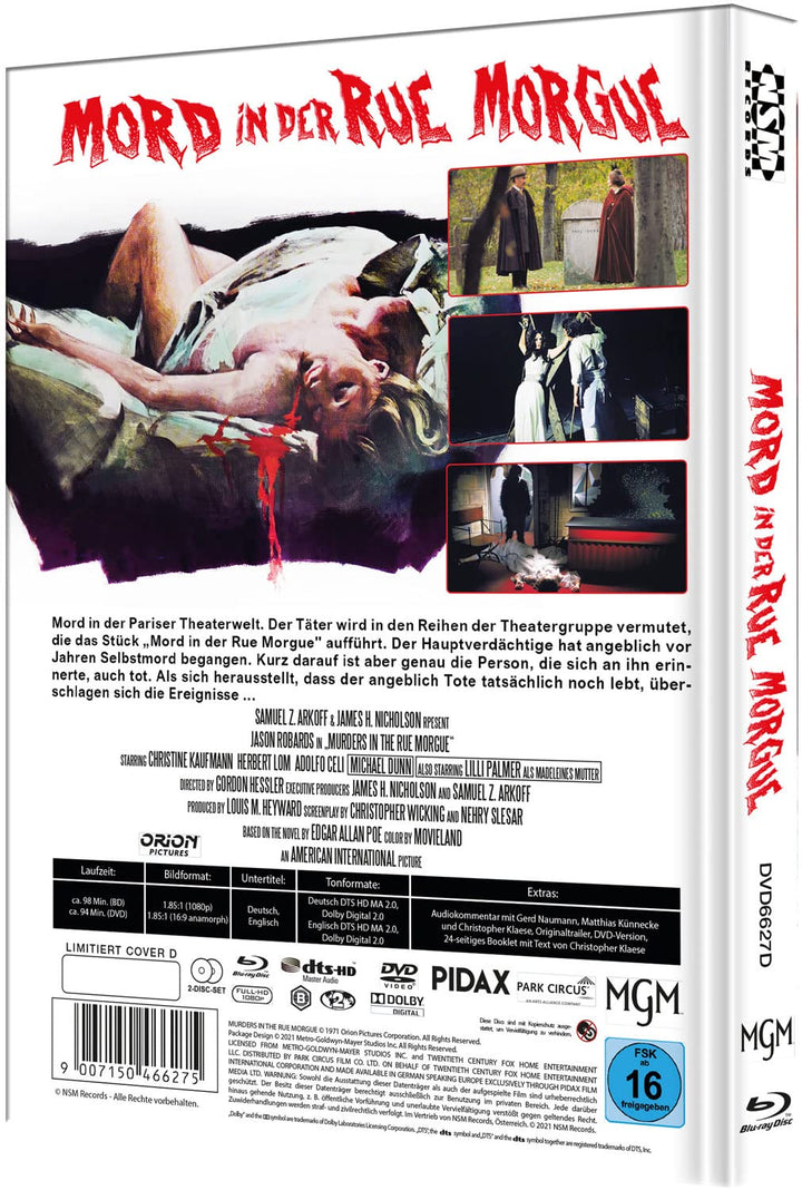 Mord in der Rue Morgue [Blu-Ray+DVD] - uncut - limitiertes Mediabook Cover D, Blu-ray