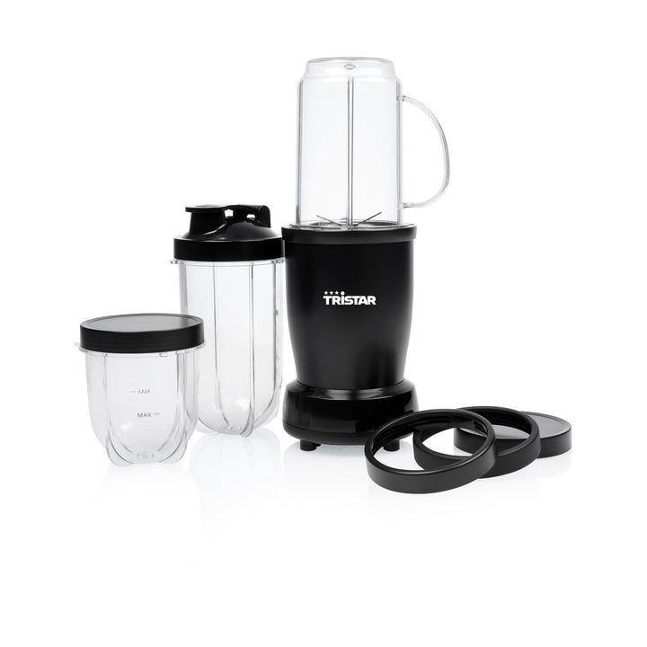 Tristar Smoothie Maker, 350 W Motor, 0,5 L Trinkflasche, 3 Becher mit Deckeln, Spülmaschinengeeignet