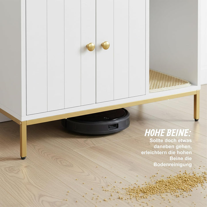 Relaxdays Katzenschrank für Katzentoilette, mit Katzenklomatte, mit Eingang, HBT: 55x80x50 cm, Katze