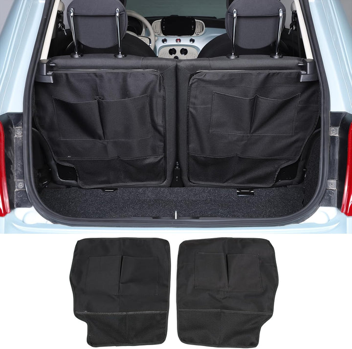 Kofferraum-Organizer für Fiat 500 2016–2025, Auto-Organizer, Rückenlehnenschutz, mehrere Taschen, fa