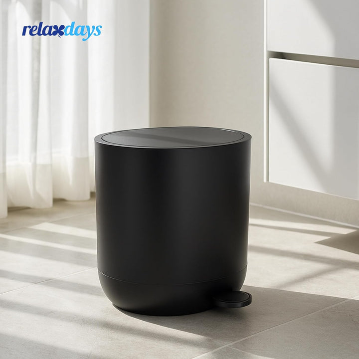 Relaxdays Mülleimer, 7 Liter, Absenkautomatik, Pedal, entnehmbarer Inneneimer, Kosmetikeimer, Matter
