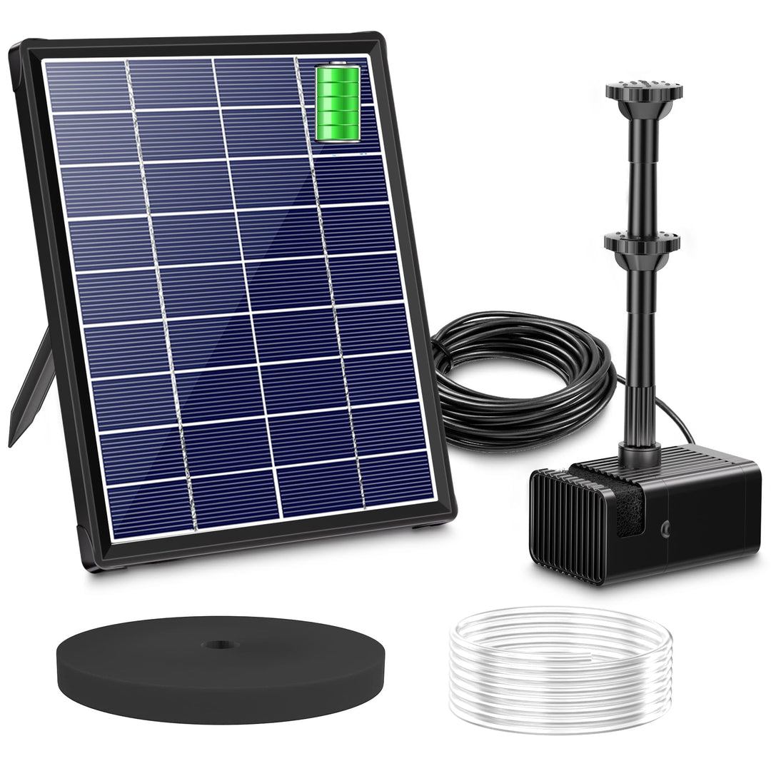 Biling 6W Solar Springbrunnen für aussen mit 3000mAh Batterie Solar Teichpumpe mit Akku Solar Brunne