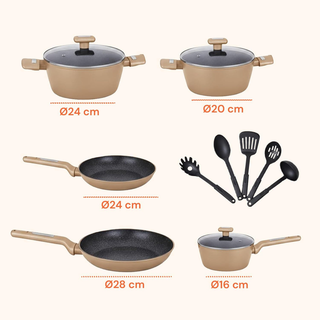 Wintem Topf- und Pfannen-Set, 13-teilig, antihaftbeschichtet, für moderne und traditionelle Küche, k