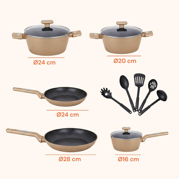 Wintem Topf- und Pfannen-Set, 13-teilig, antihaftbeschichtet, für moderne und traditionelle Küche, k