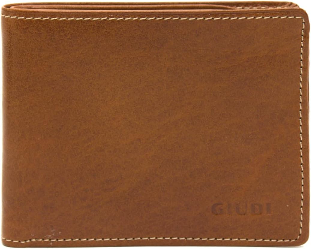 Giudi Herren-Geldbörse, Rindsleder, Mittelgross, Braun (Hellbraun), Hellbraun
