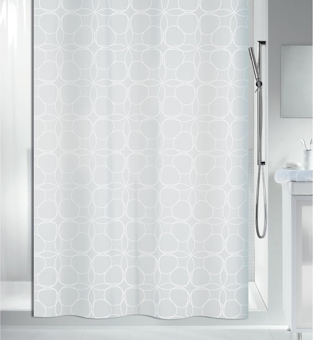 Spirella Anti-Schimmel Duschvorhang - Anti-Bakteriell, waschbar, wasserdicht, Polyester, „Filigran“