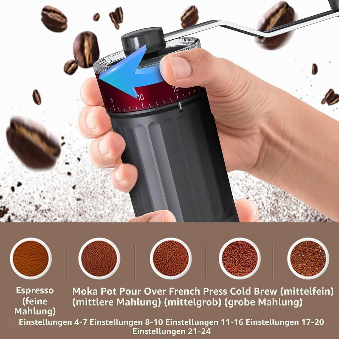 Manuelle Kaffeemühle, 40 einstellbaren Stufen, Tragbare Manuelle Handkaffeemühle, Camping, Büro, Esp
