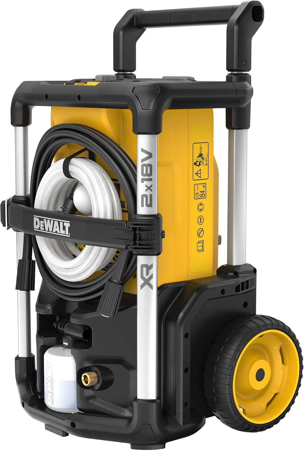 DEWALT 2X 18 Volt Akku-Hochdruckreiniger (bürstenloser Motor, Ansaugfunktion, 3 Druckeinstellungen,