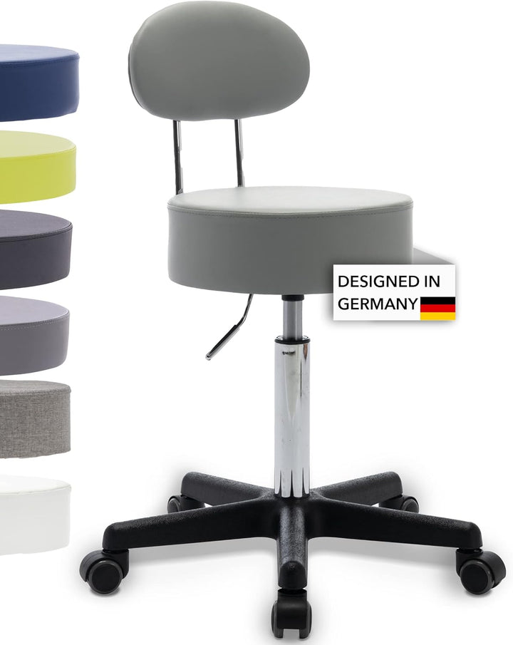 1stuff® Profi Rollhocker Drehhocker Squash - Sitzhöhee ca. 51-71cm - Arzthocker Arbeitshocker Büroho