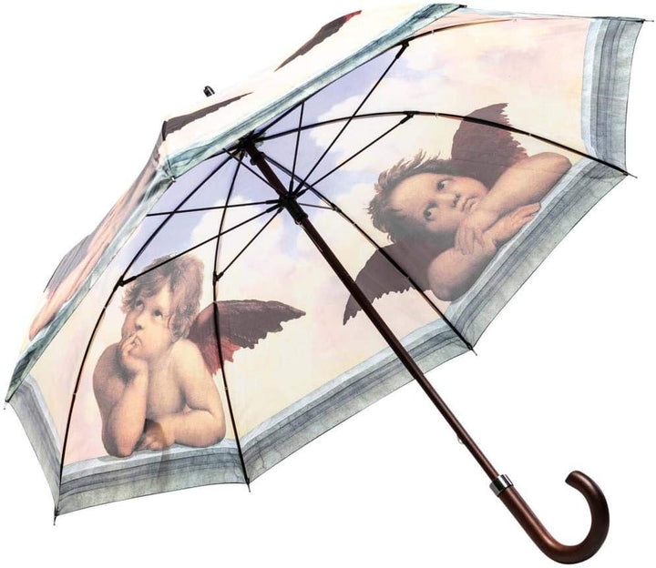 LUCKYWEATHER Regenschirm Stockschirm Damen/Herren Motiv Raffael Engel I Stockregenschirm gross und s