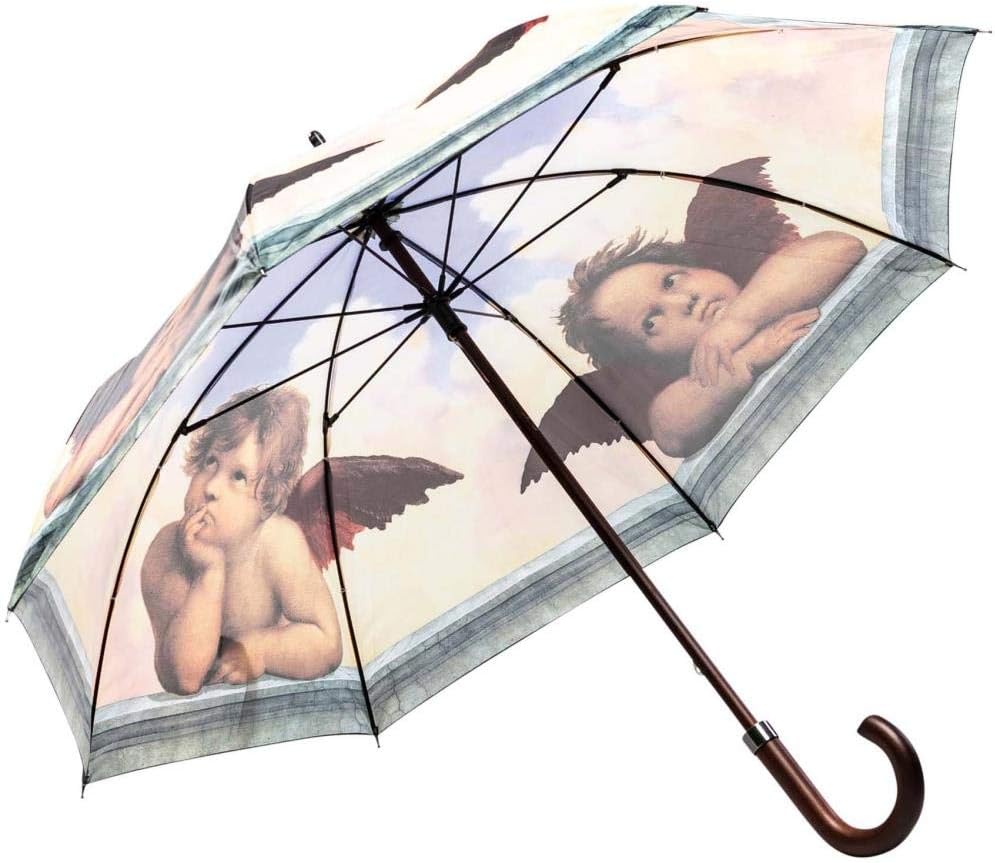LUCKYWEATHER Regenschirm Stockschirm Damen/Herren Motiv Raffael Engel I Stockregenschirm gross und s