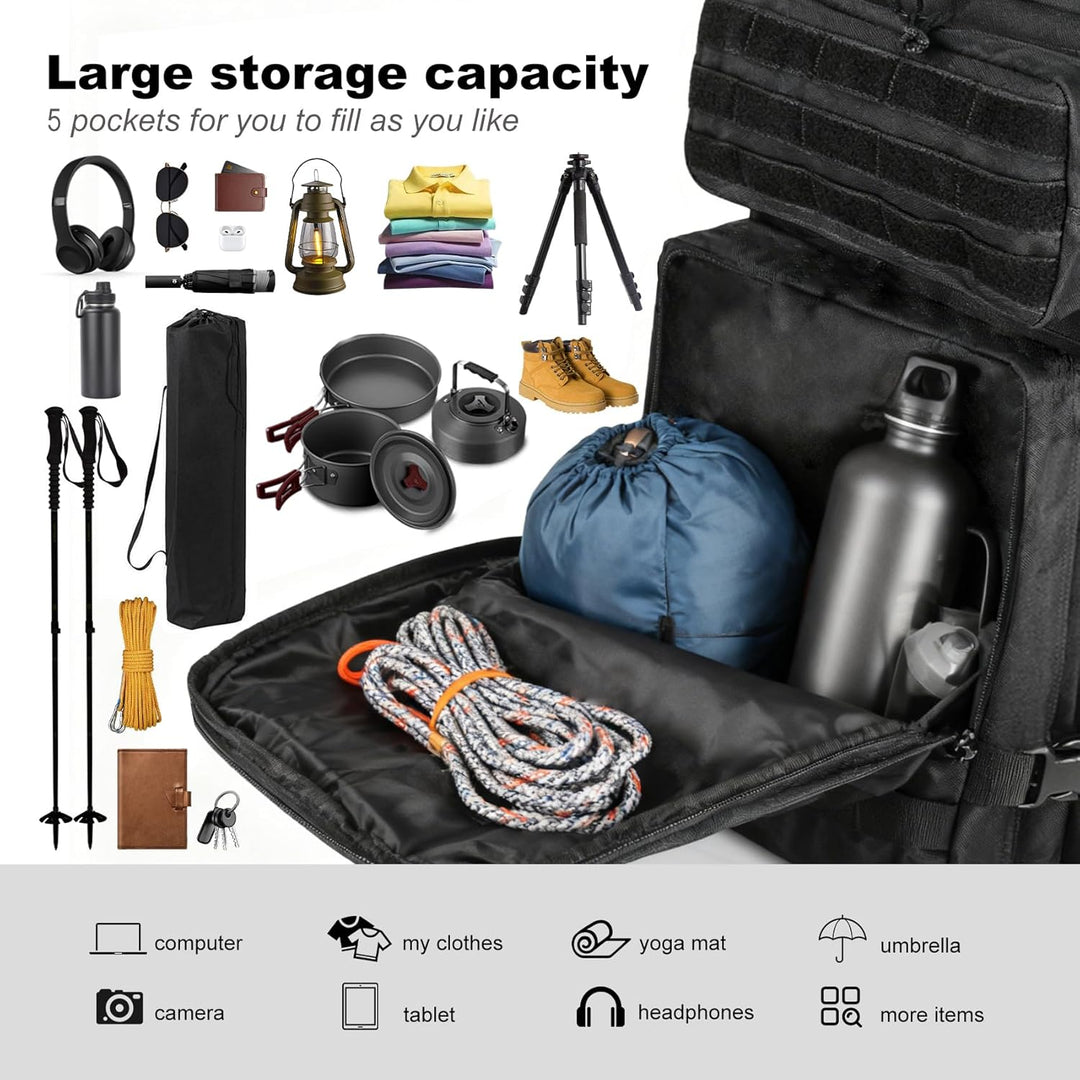 Militär Rucksack Herren,45L Gross Rucksack Wasserdicht Outdoor Assault Survival Wanderrucksack Herre