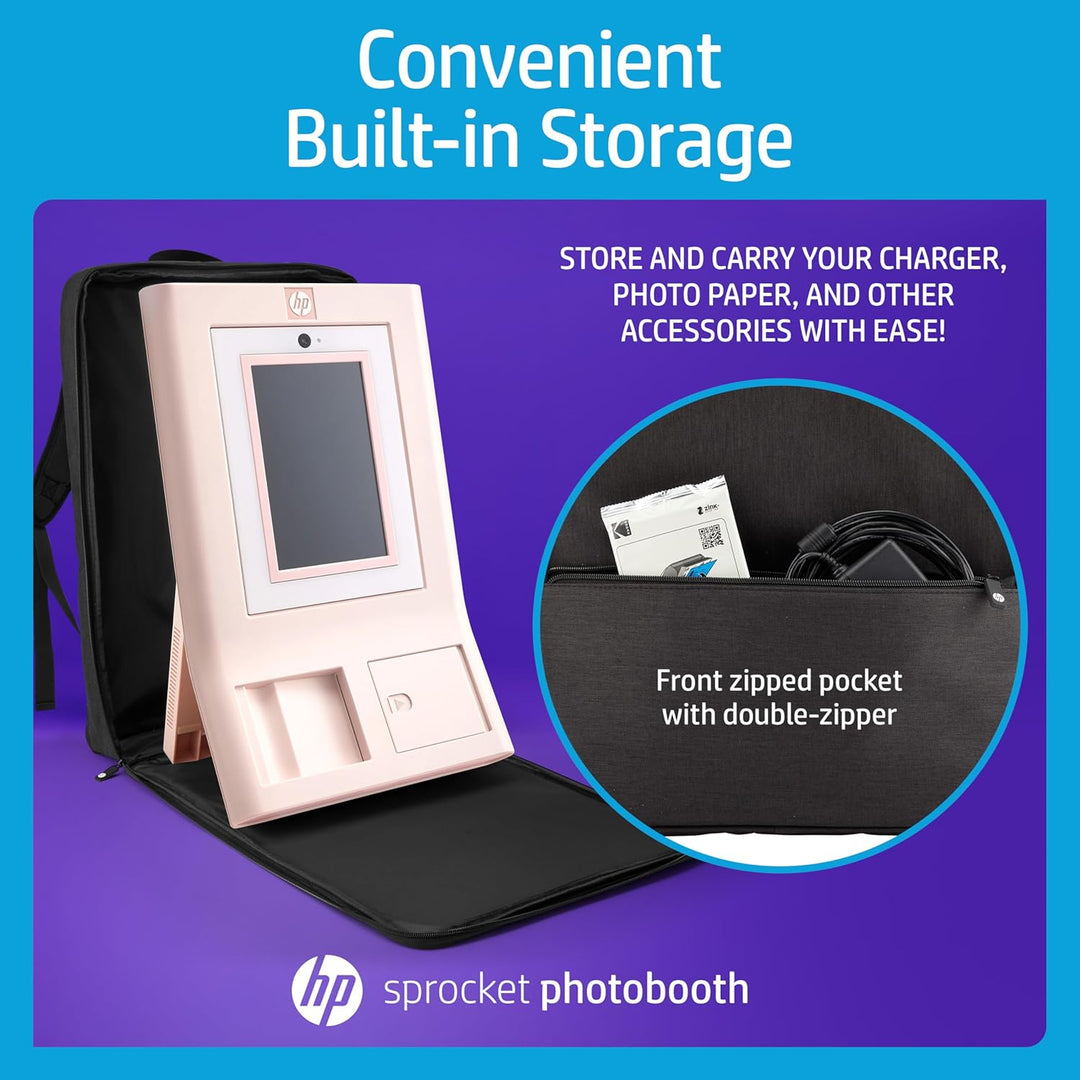 HP Sprocket Photobooth Reise-Rucksack (Schwarz) - Gepolsterte Tasche mit verstellbaren Trägern und v