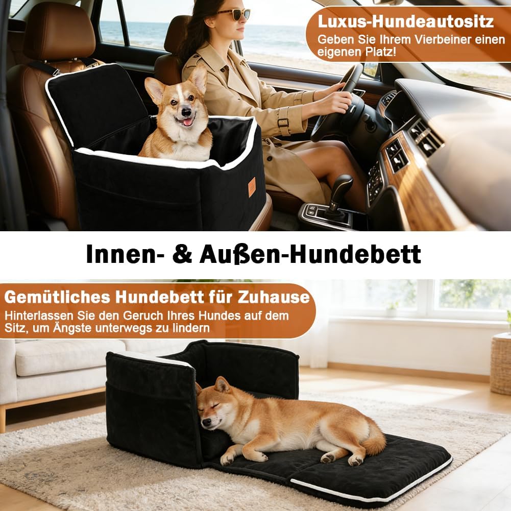 SZEE Stabiler Reise Hunde Autositz für Kleine/Mittlere Hunde bis 15 Kg, Einzigartiger Hundesitz Auto