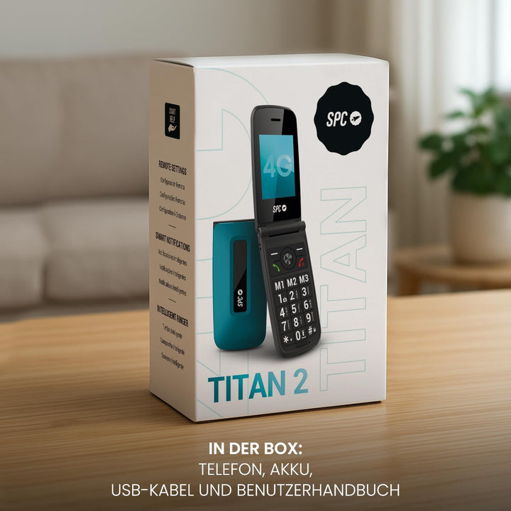 SPC Titan 2 – Klapphandy für Senioren, 4G, grosse Tasten, lauter Klingelton (105 dB), 2,4”-Display |