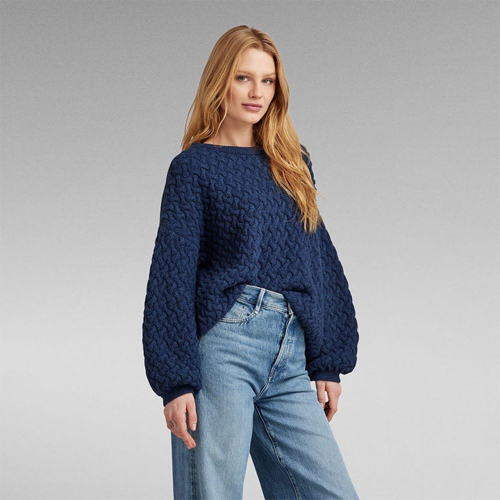 G-Star Damen Chunky Loose Boat Knitted Pullover Knits L Blau (Rank Blue D23968-d170-868), L Blau (Ra