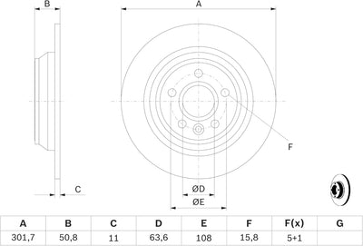 Bosch BD1132 Bremsscheiben - Hinterachse - ECE-R90 Zertifizierung - zwei Bremsscheiben pro Set