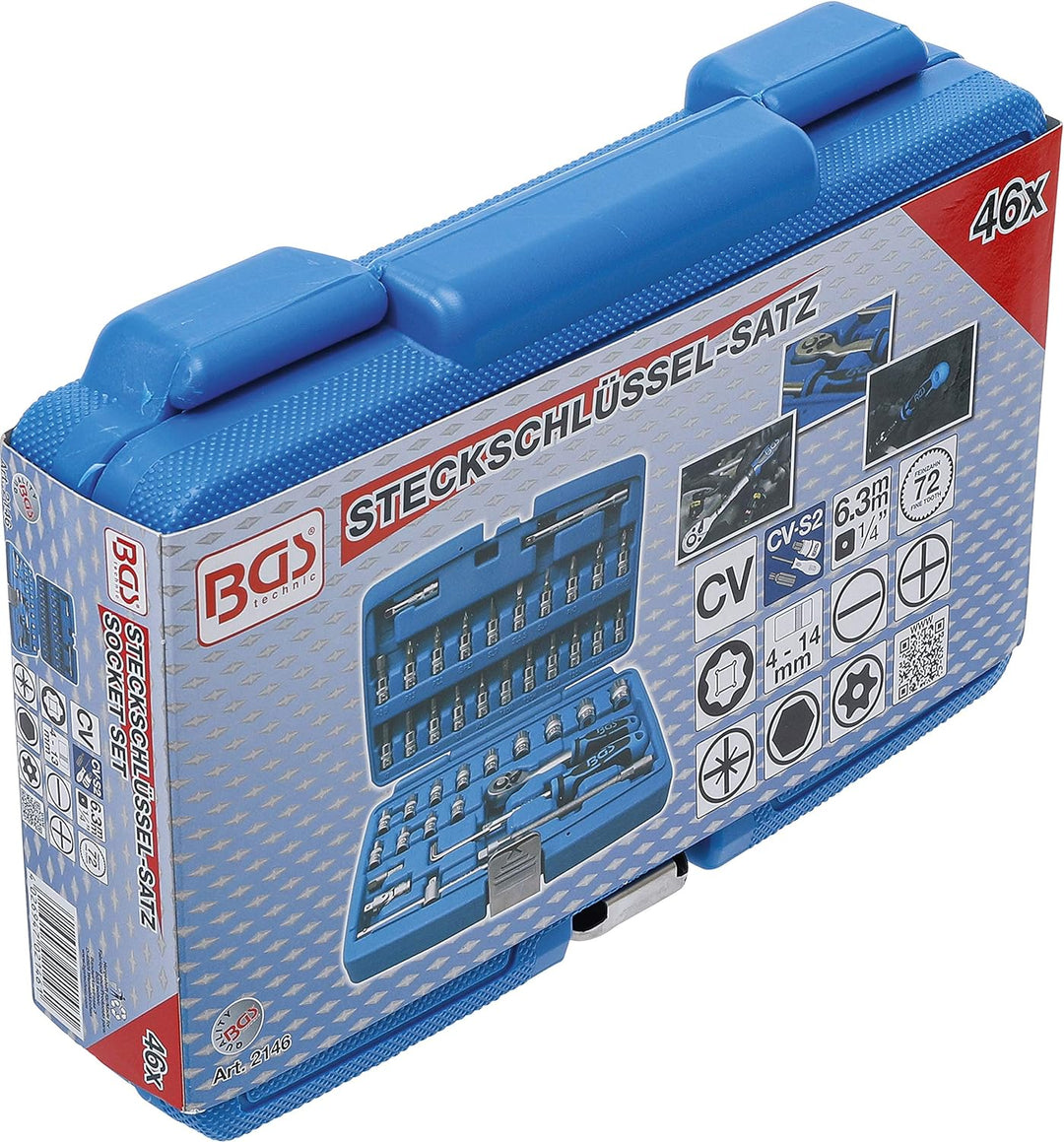 BGS 2146 | Steckschlüssel-Satz | Antrieb 6,3 mm (1/4") | 46-tlg. 46-tlg., mit Bohrung, 46-tlg., mit