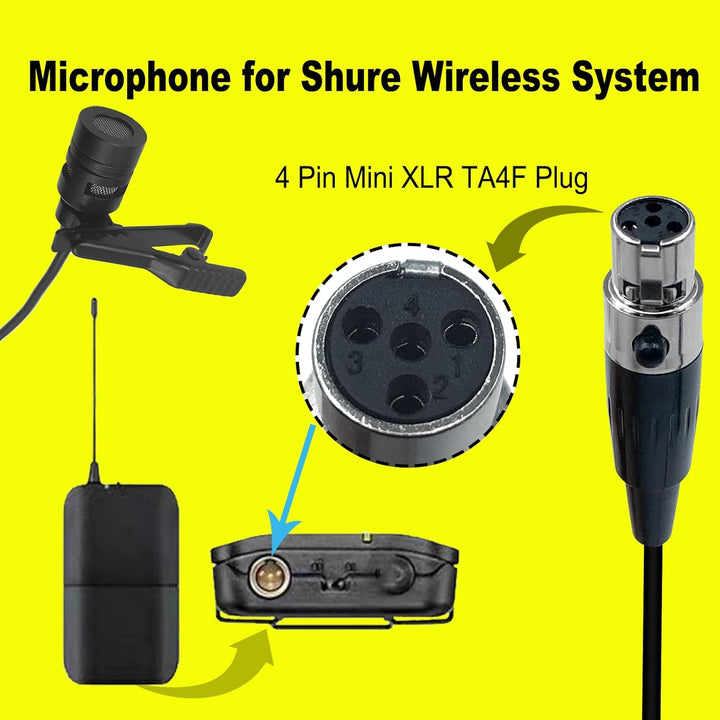 Krawattenmikrofon, kompatibel mit Shure GLXD1, PGX1, SC1, SLX kabelloser Sender, Unidirektional Kond