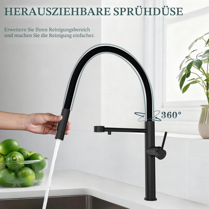 Tohlar 3 Wege Wasserhahn Küche, 360°Drehbar Küchenarmatur, 3 in 1 Mischbatterie für Wasserfilter Osm