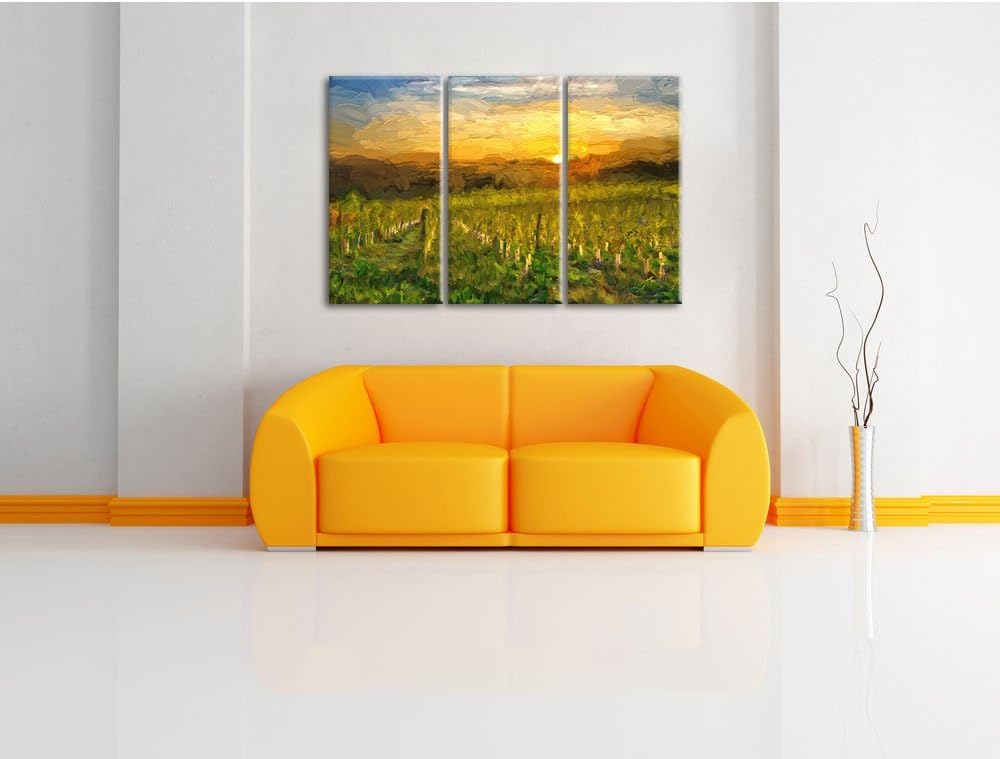 Pixxprint Weinberg in Bergerac Frankreich / 3-Teilig/Gesamtmass 120cm Leinwandbild bespannt auf Holz
