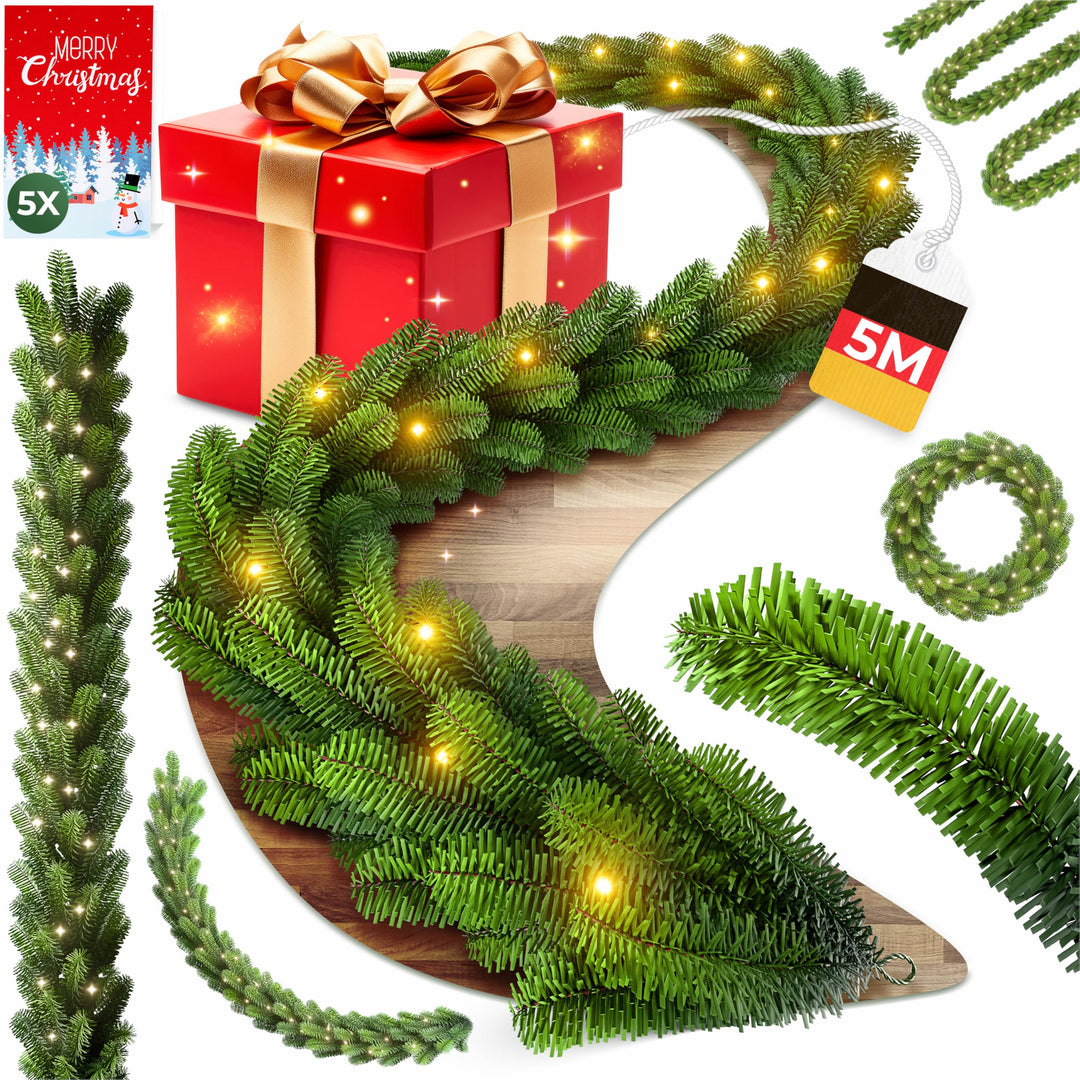 KESSER® Weihnachtsgirlande mit Beleuchtung 100 LED&