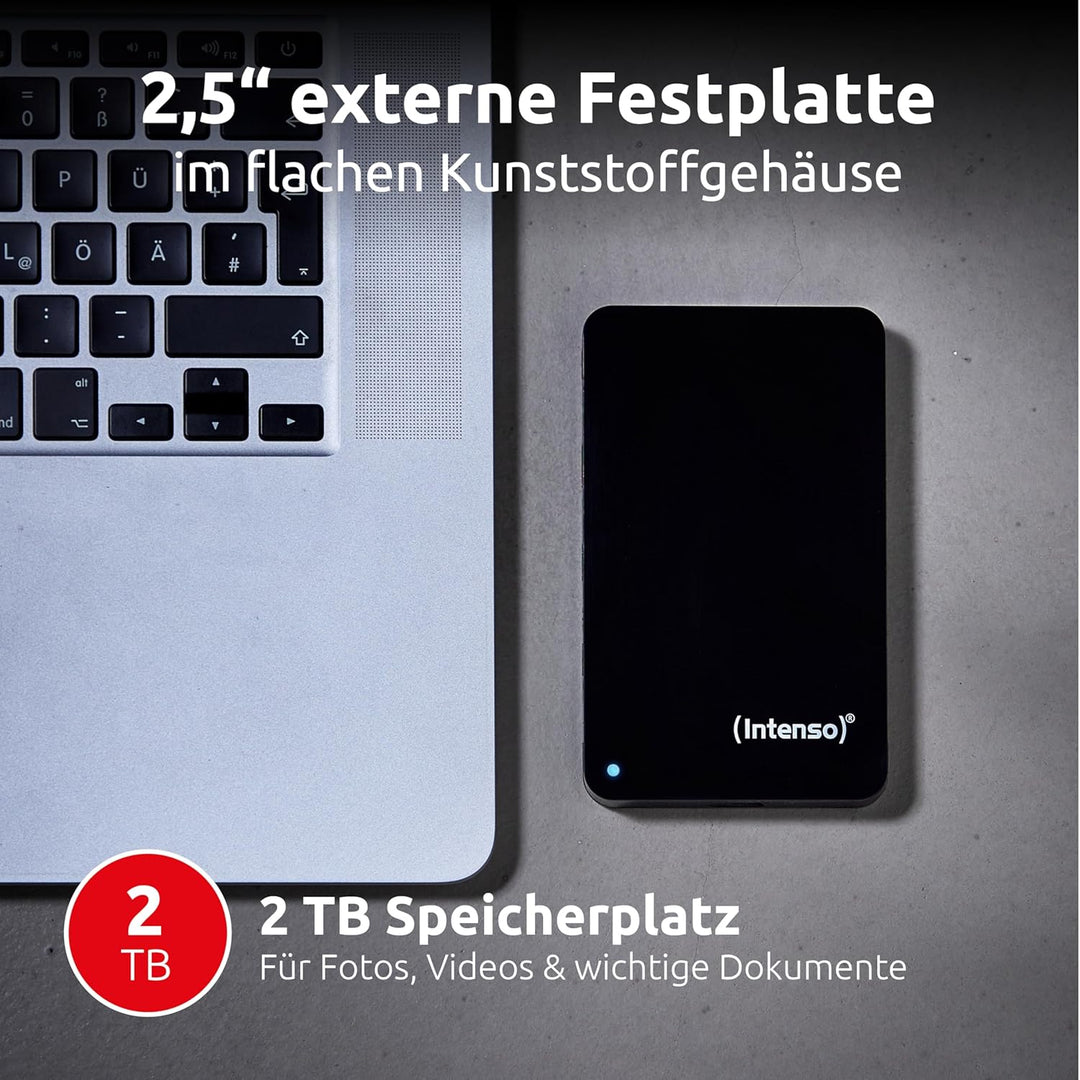 Intenso Memory Case Portable Hard Drive 2TB, tragbare externe Festplatte - 2,5 Zoll, 5400 U/min, 8 M