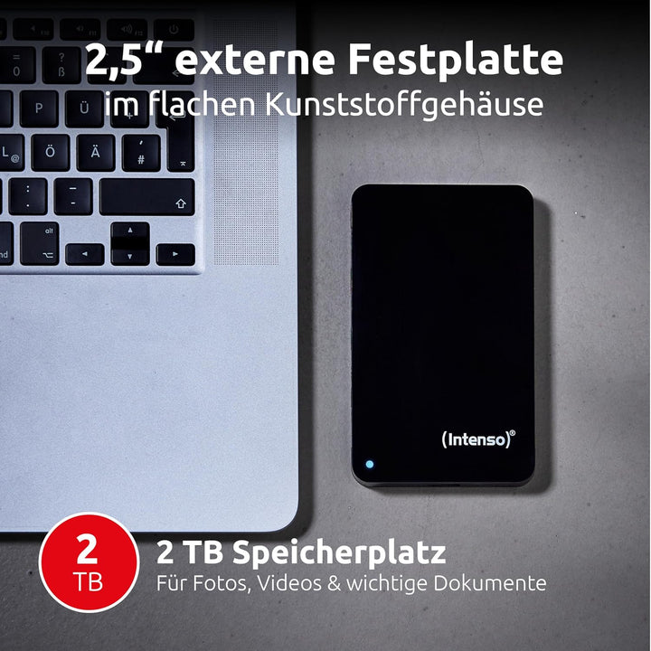 Intenso Memory Case Portable Hard Drive 2TB, tragbare externe Festplatte - 2,5 Zoll, 5400 U/min, 8 M