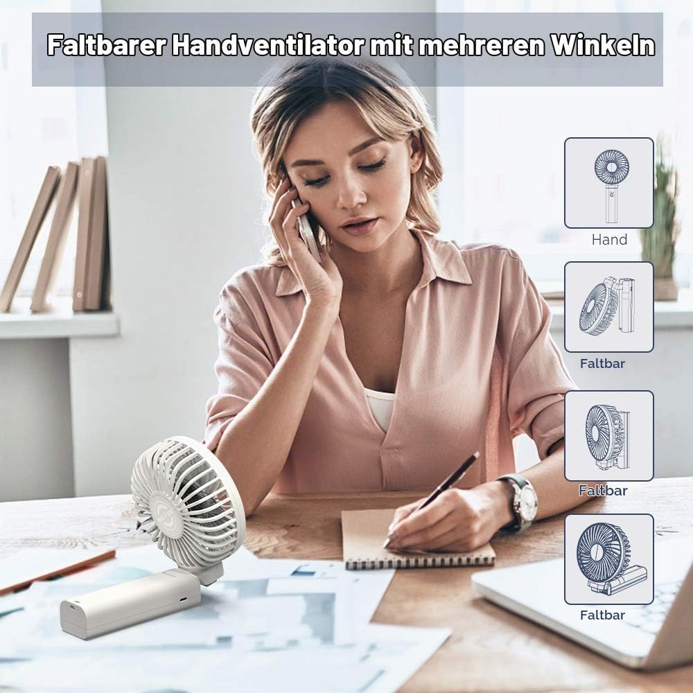 EasyAcc Handventilator, 5000mAh Mini Tragbarer Ventilator mit Powerbank-Funktion, Wiederaufladbar US
