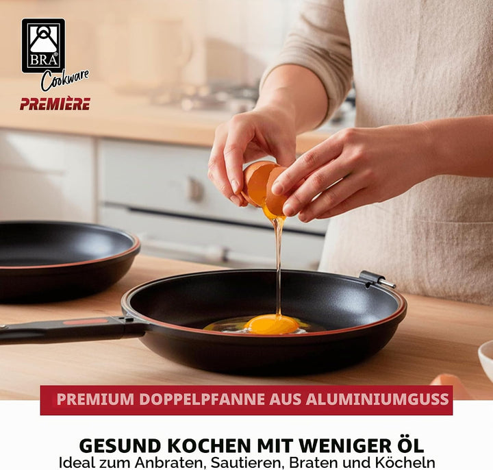 Bra Dupla Premiere Doppel-Pfanne aus Aluminiumguss mit Antihaftbeschichtung, geeignet für alle Herda