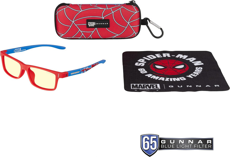 Gunnar Gaming- & Computerbrille | Model: Cruz Kids Large (age 8-12), Rahmenfarbe: Spider-Man, Linsen