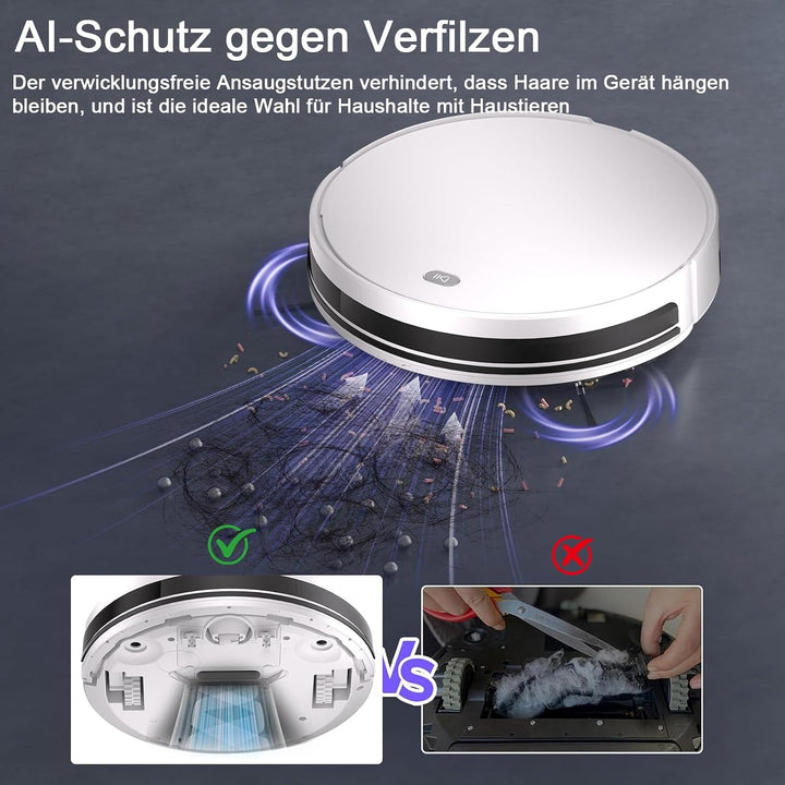 Saugroboter mit Wischfunktion bis zu 5500 Pa Anti-Tangle-Seitenbürste White-1, White-1
