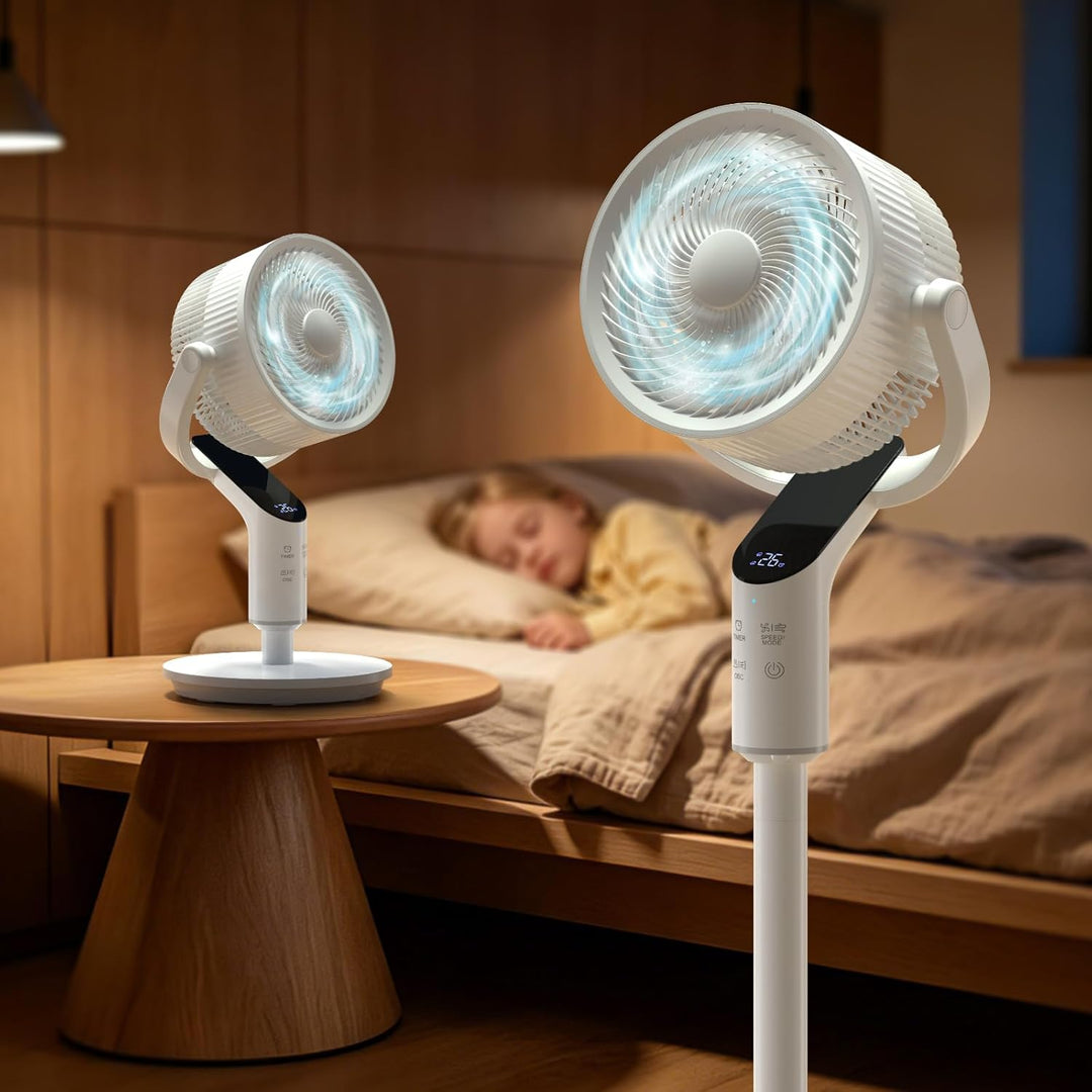 Standventilator sehr leise, 20 dB Ventilator leise mit 80°+100° oszillierend, 58–106 cm Höhenverstel