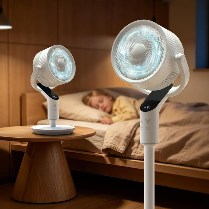 Standventilator sehr leise, 20 dB Ventilator leise mit 80°+100° oszillierend, 58–106 cm Höhenverstel